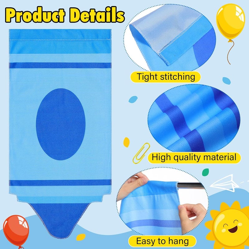 Cosblank 8 Pcs Rainbow Curtains - Cartoon Crayon & Pencil Design, Colorful & Cute, 8 Colors (24 x 12inches) - Perfect for Classroom Decor & Back to School - Image 3